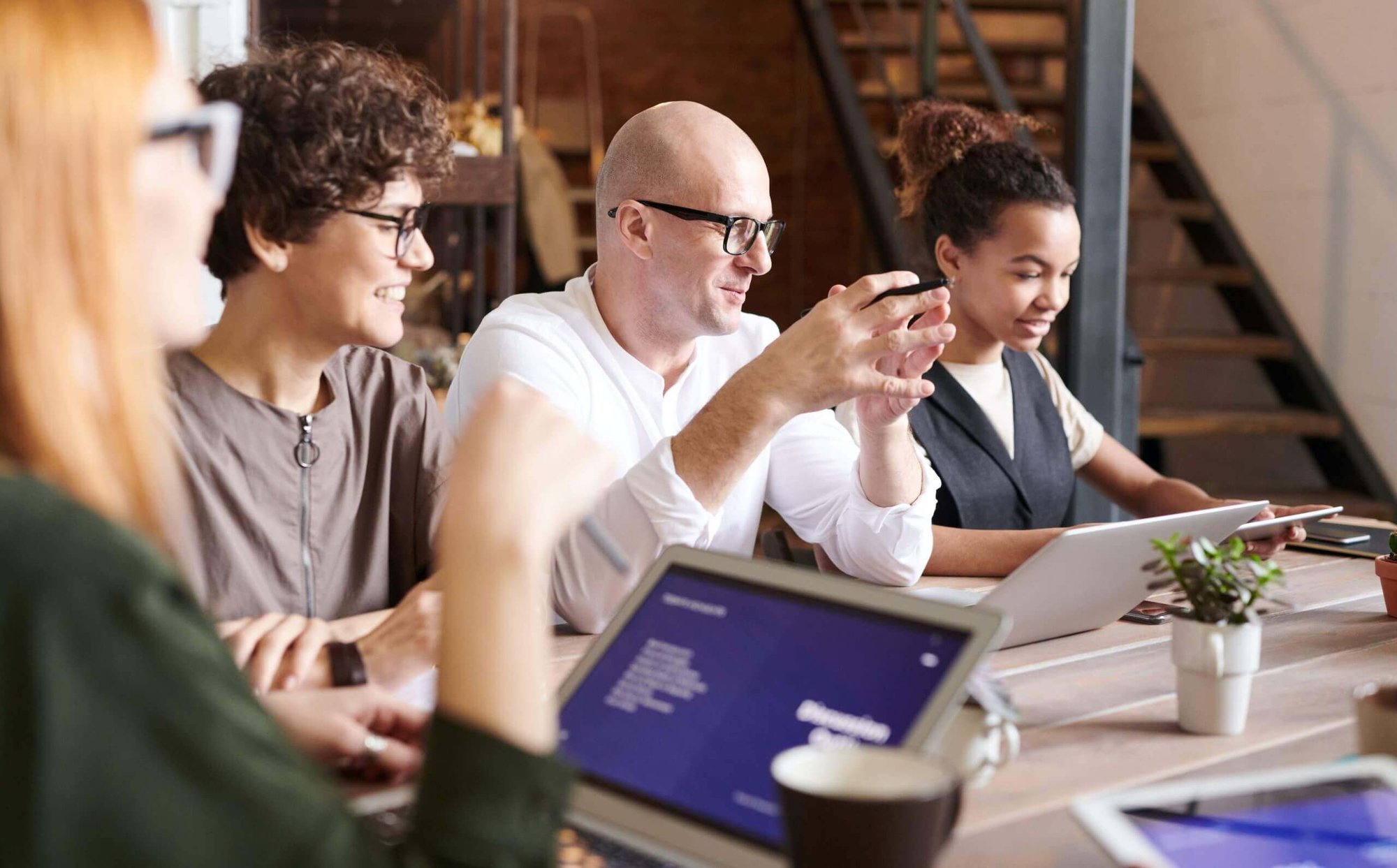 Team working together at a table